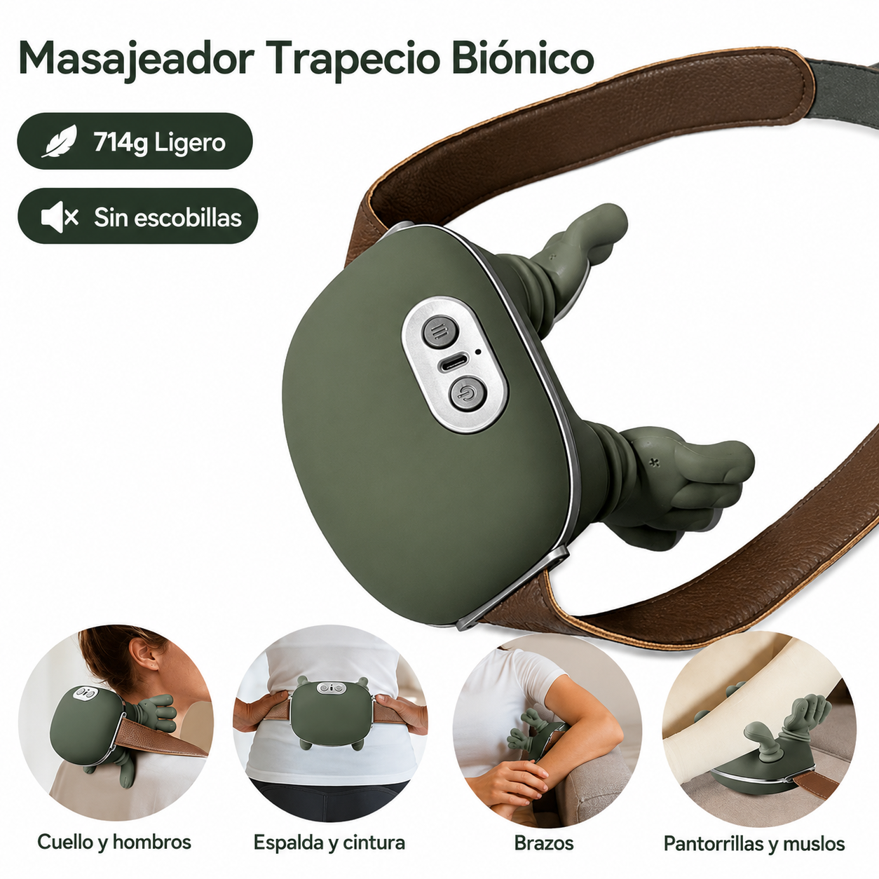 Masajeador Cervical y Espalda 4D Mano Biónica con Calor