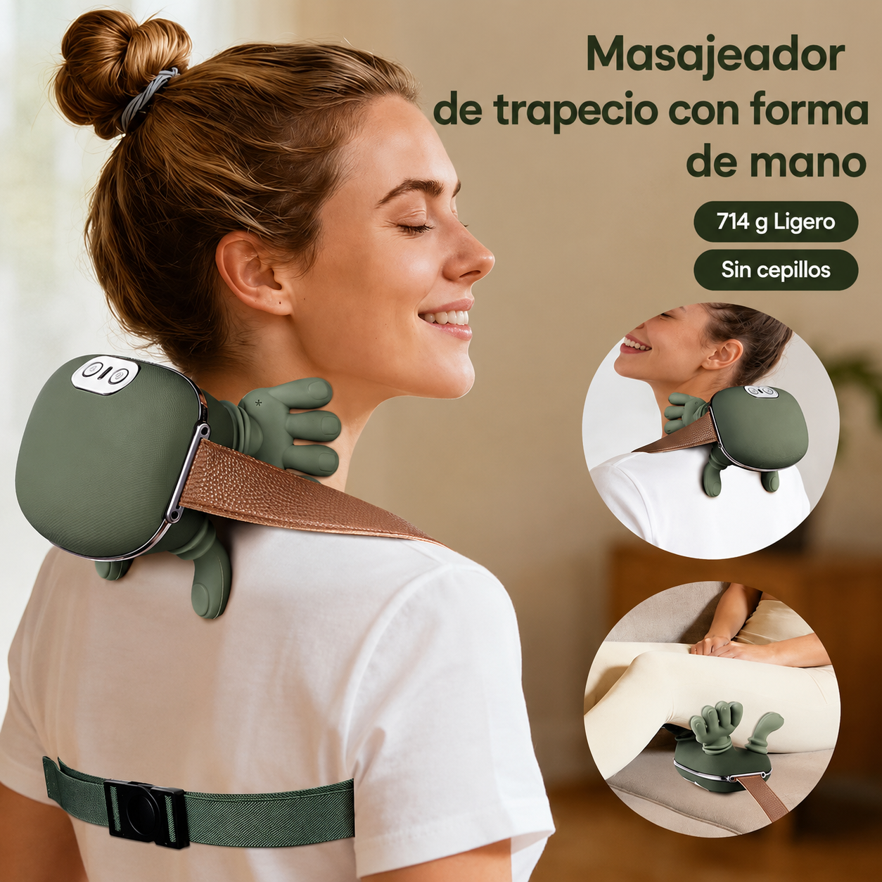 Masajeador Cervical y Espalda 4D Mano Biónica con Calor