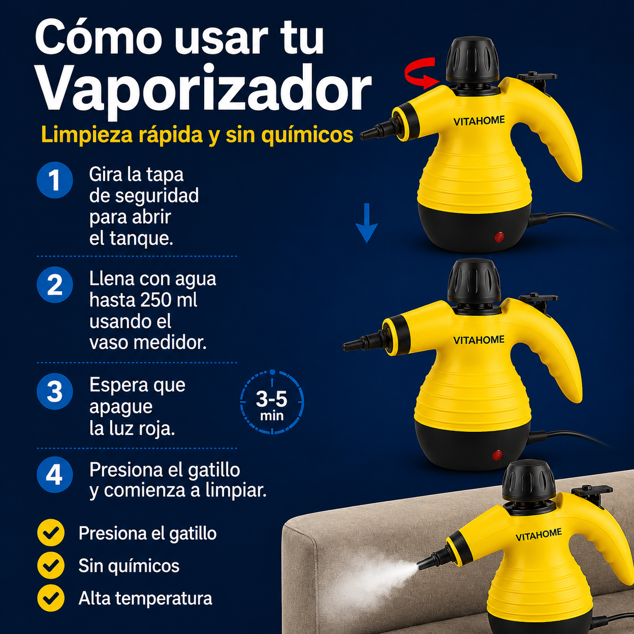 Limpiador de Vapor Multifunción VitaSteam Pro
