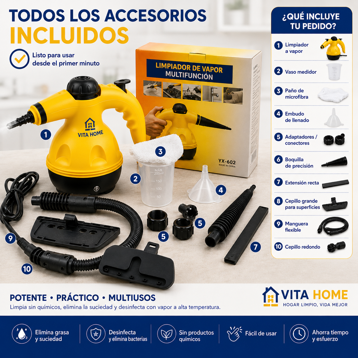 Limpiador de Vapor Multifunción VitaSteam Pro