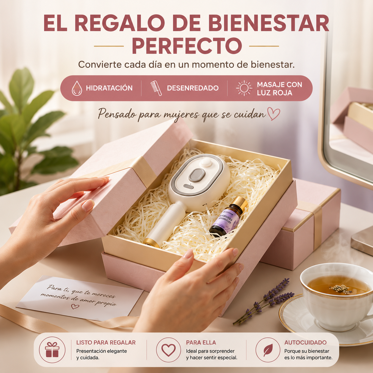 Cepillo Eléctrico NanoMist™ 3 en 1 | Hidratación, Masaje y Luz Roja